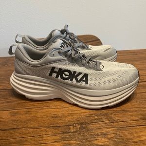 HOKA Bondi 8 Grey Mens Size 9.5 Wide (9.2e)